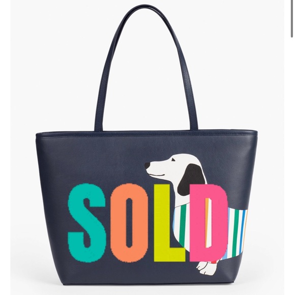 Talbots Handbags - Talbots Striped Dachshund Print Tote Purse NEW